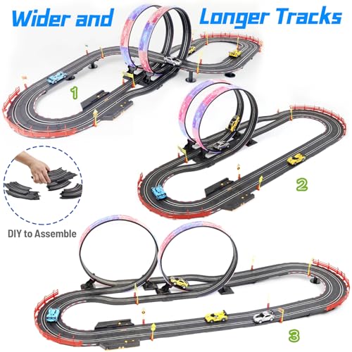 23ft Battery Powered Electric Slot Car Race Track Set with 4 Slot Cars W15153