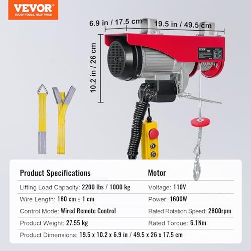 14ft 1320lbs Electric Hoist 110v 40ft Lifting Height H45230