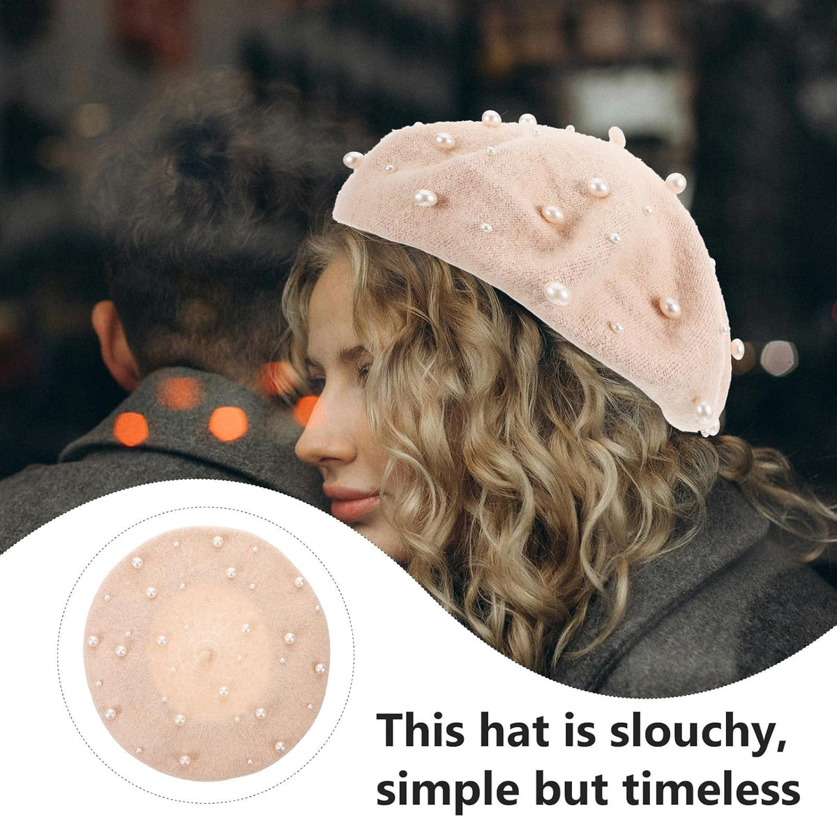 Beige Cashmere Wool Beret K911