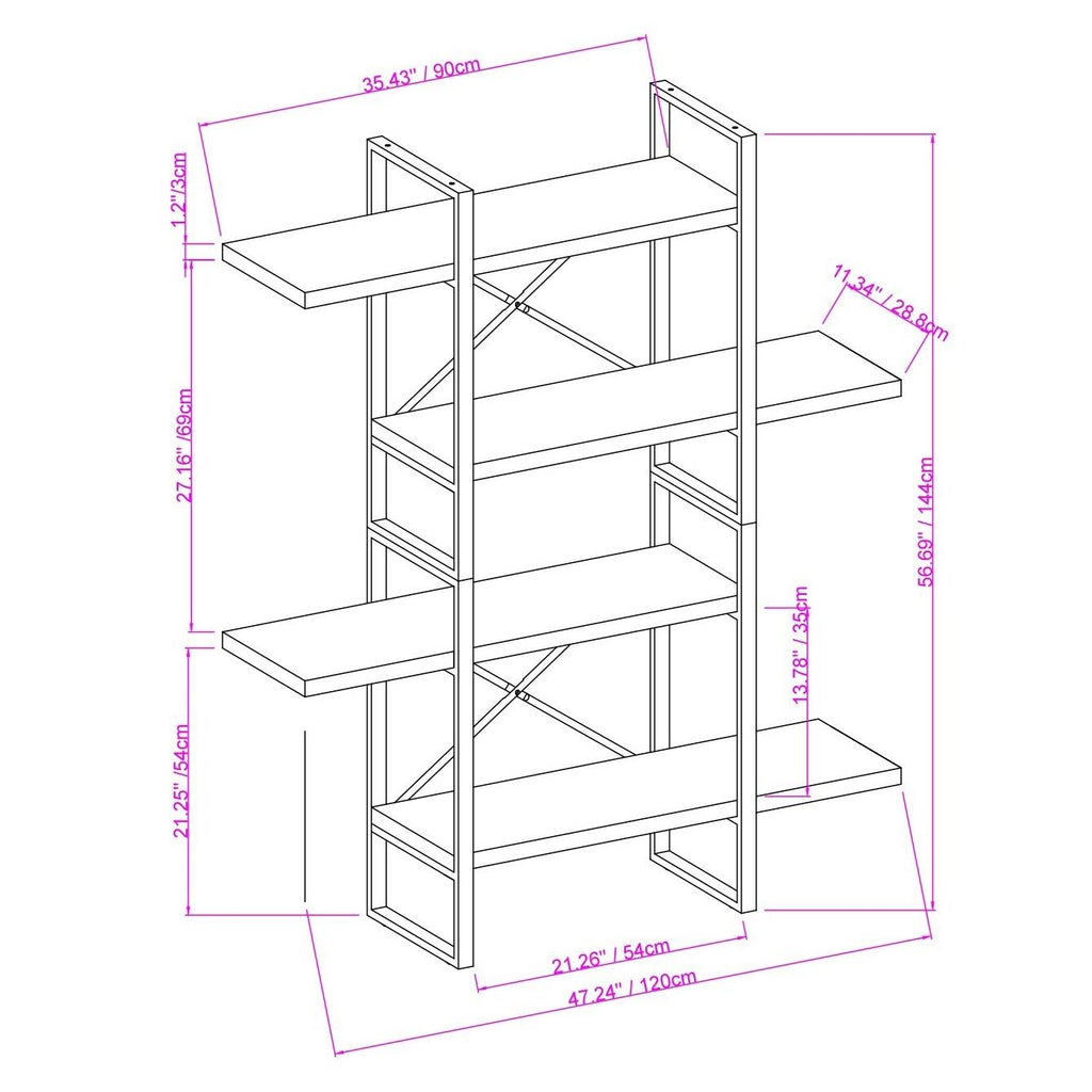 4 Shelf Display Bookcase, Brown H562