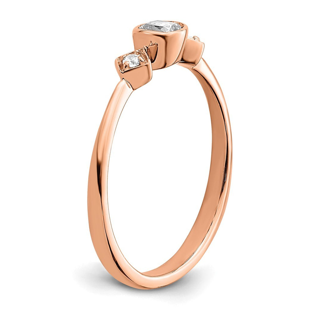 14k Rose Gold Petite Cushion Diamond Ring Size 7.00 L959