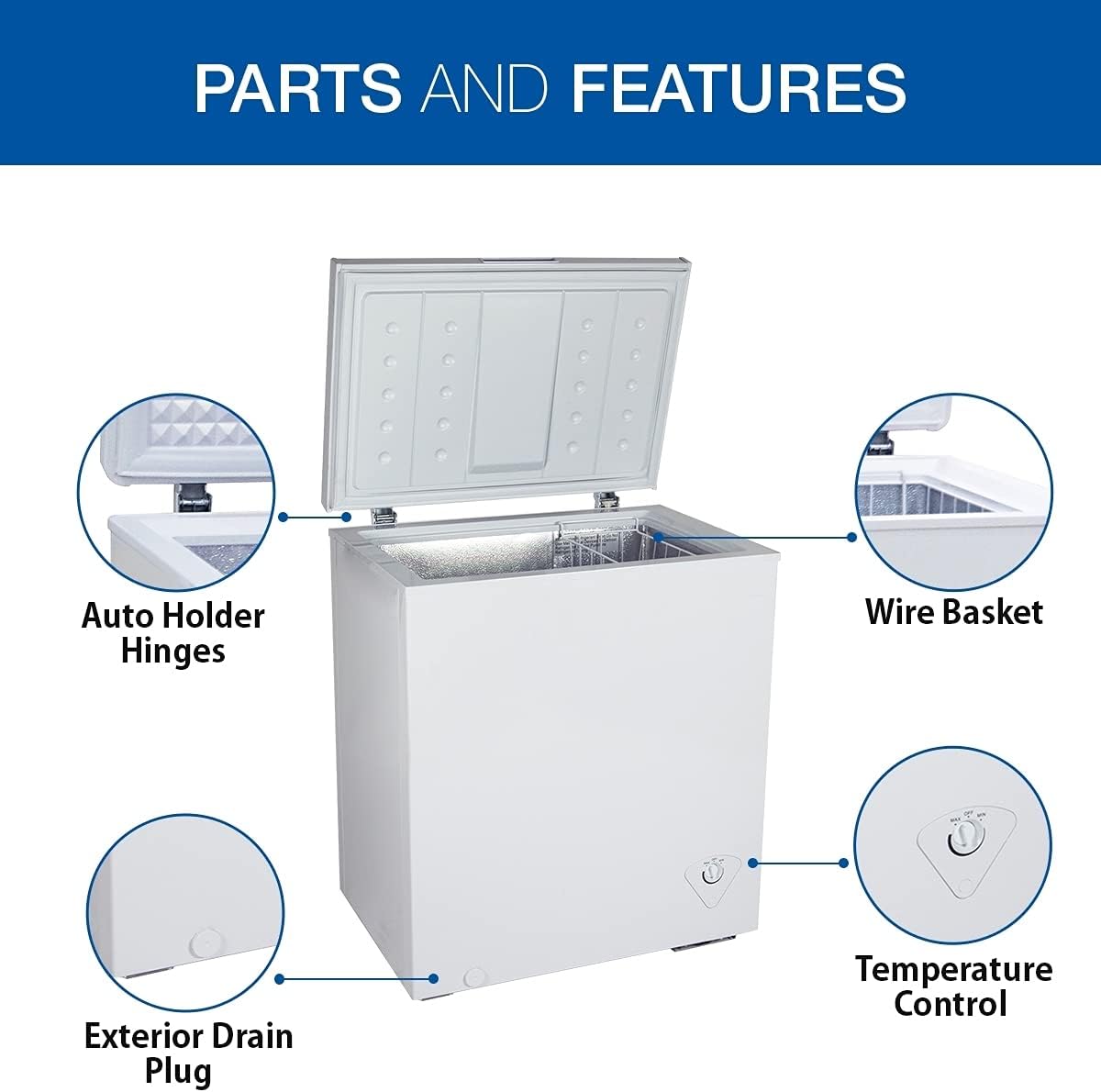 White 5.0 Cubic Feet Compact Chest Freezer with Removable Wire Basket P466