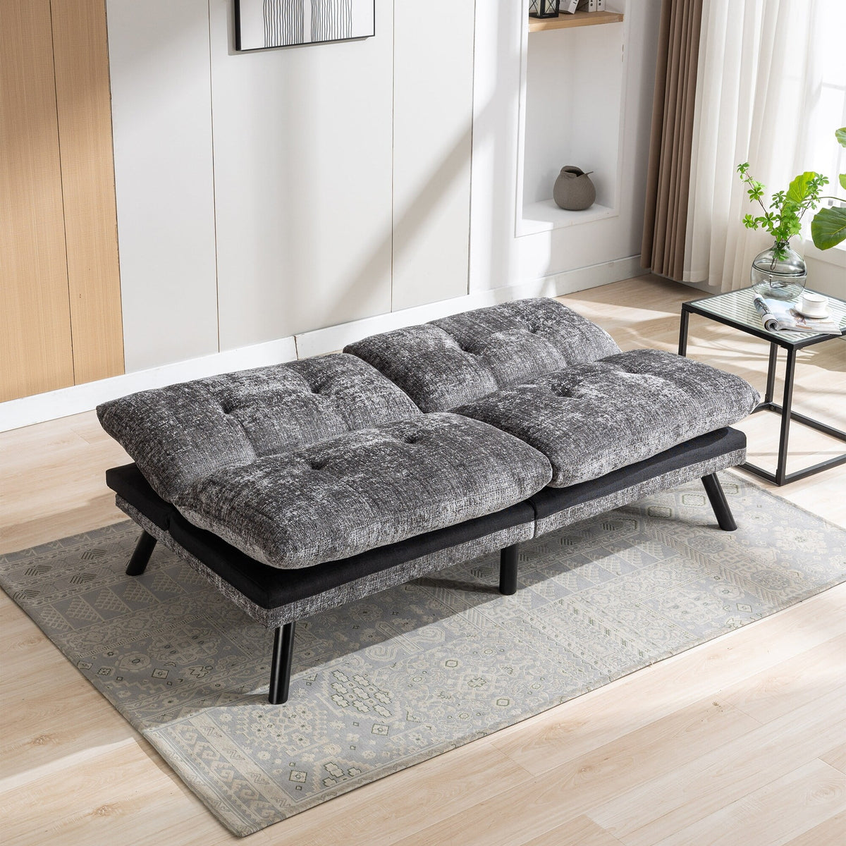 Grey Convertible Sleeper Loveseat G668