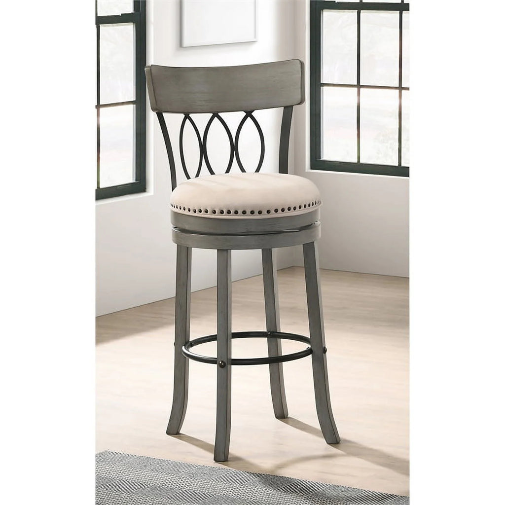 Light Gray Wood Swivel Bar Stool Set of 4 Z696100
