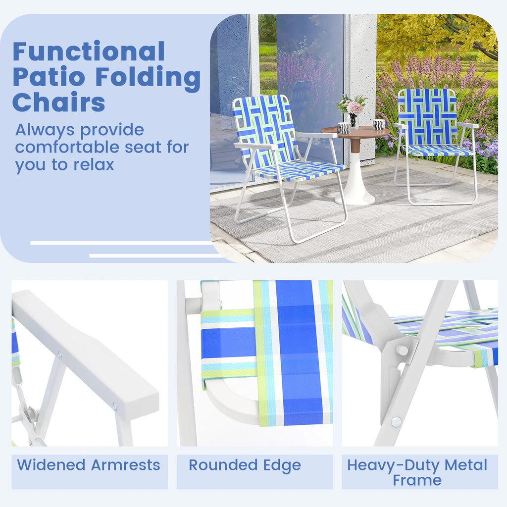 2PCS Lightweight Folding Beach Chair Blue H449