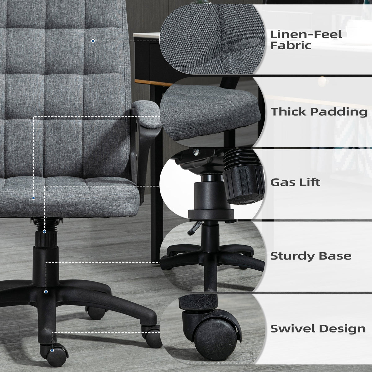 Gray Fluffy Home Office Chair with Adjustable Height V993647