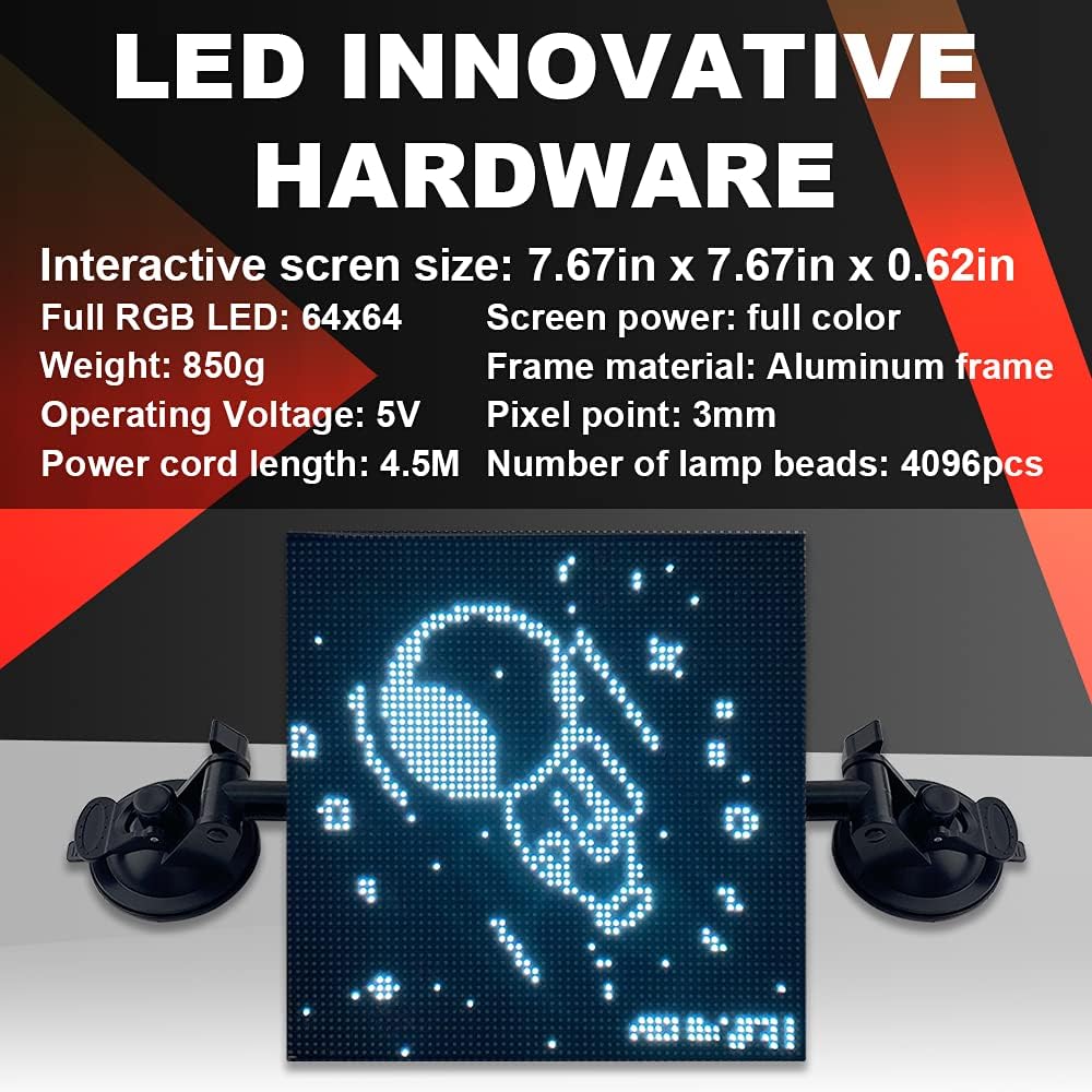 64 X 64 Programmable LED Car Sign with Car Charger P661
