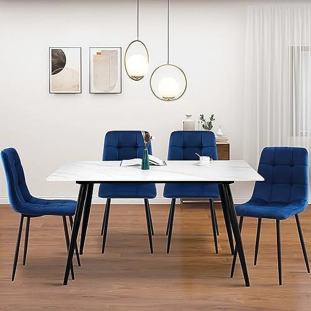 Velvet Biscuit Tufted Chairs Set of 4 with Metal Legs P68152