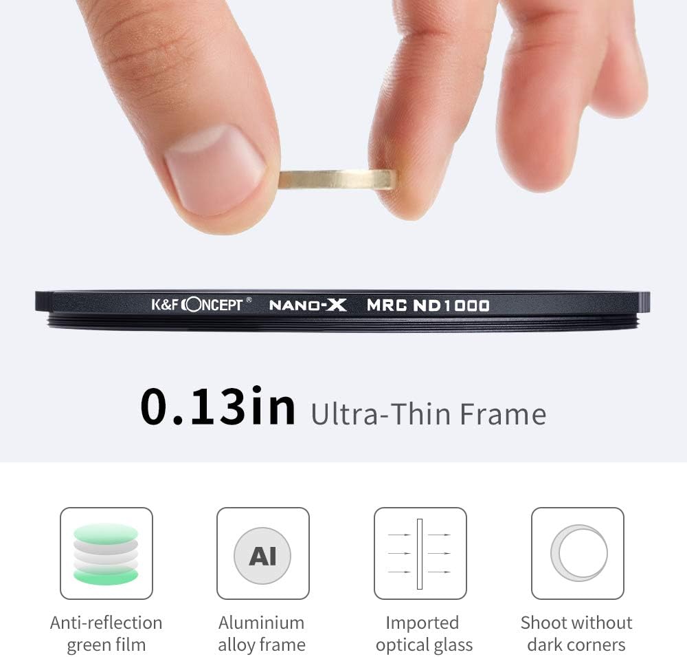 95mm ND1000 10-Stop Fixed Neutral Density Filter, HD Hydrophobic Super Slim Multi-Layer Coatings Glass Filter, Pack of 2 J61735