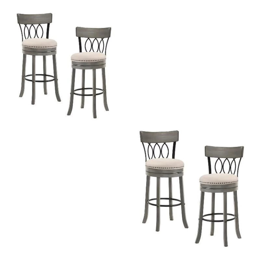 Light Gray Wood Swivel Bar Stool Set of 4 Z696100