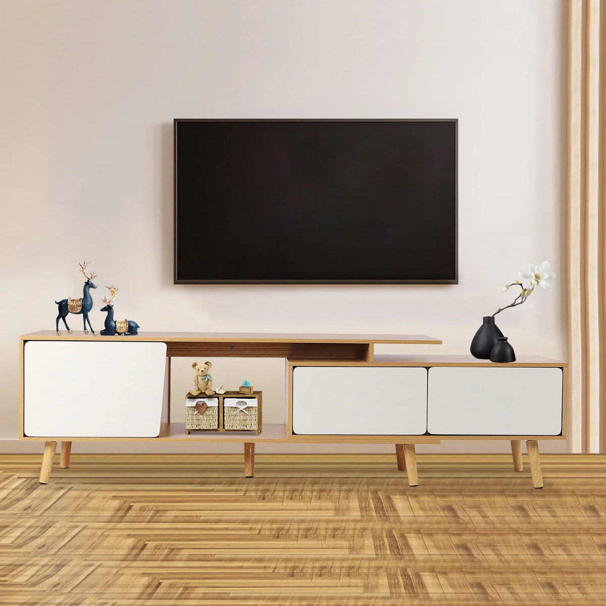 MDF TV Stand with 3 Storage Cabinets J1242