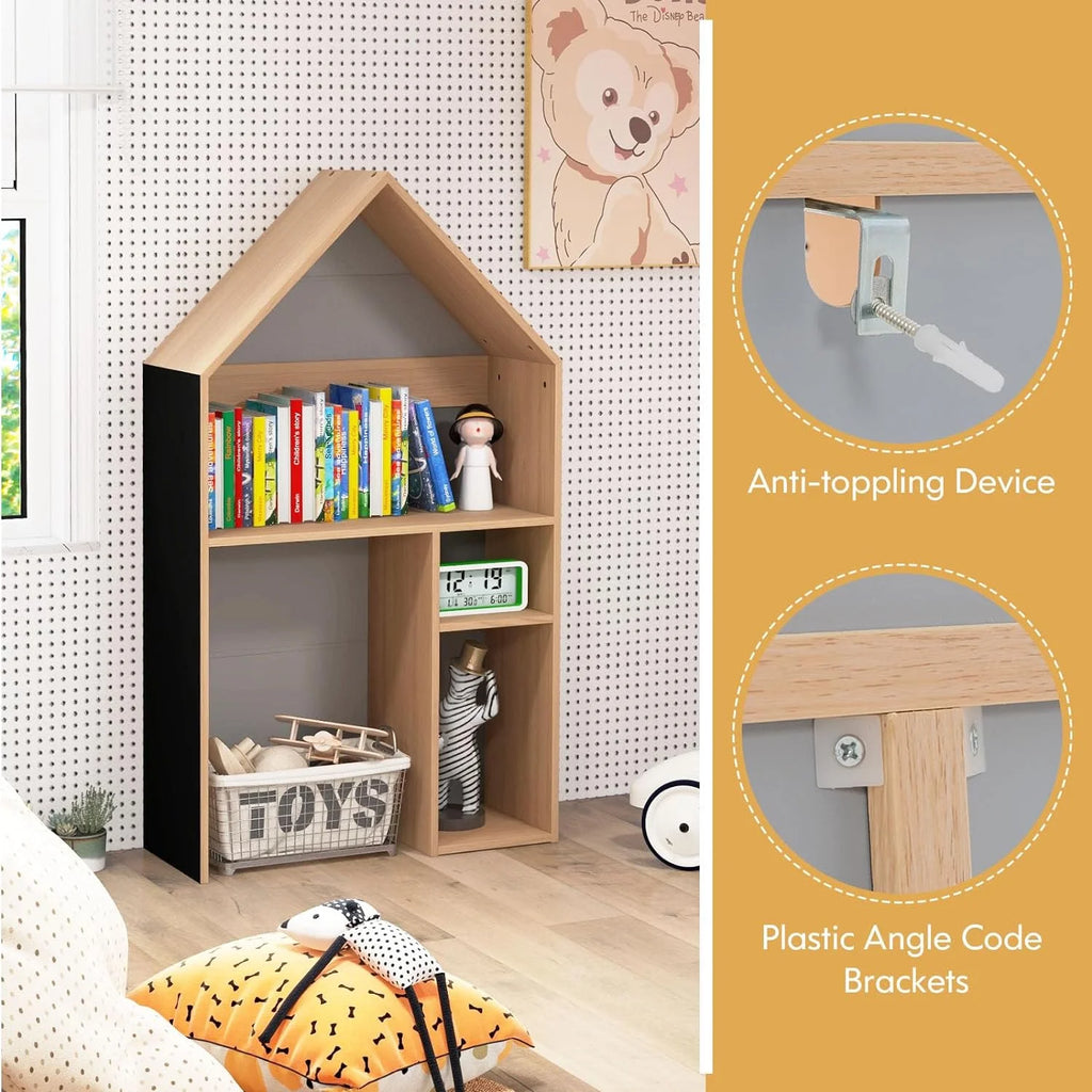 Kids Grey 2-in-1 Wooden Table and Chair Set with Blackboard U2577