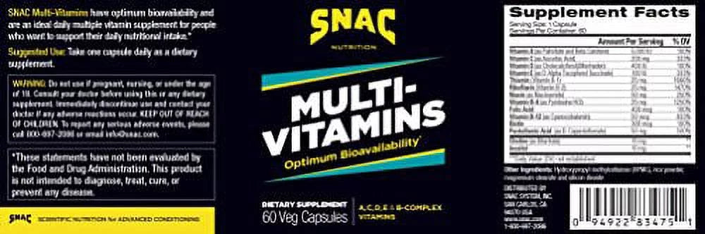 Multi-Vitamins Daily Supplement 60 Capsules T6584
