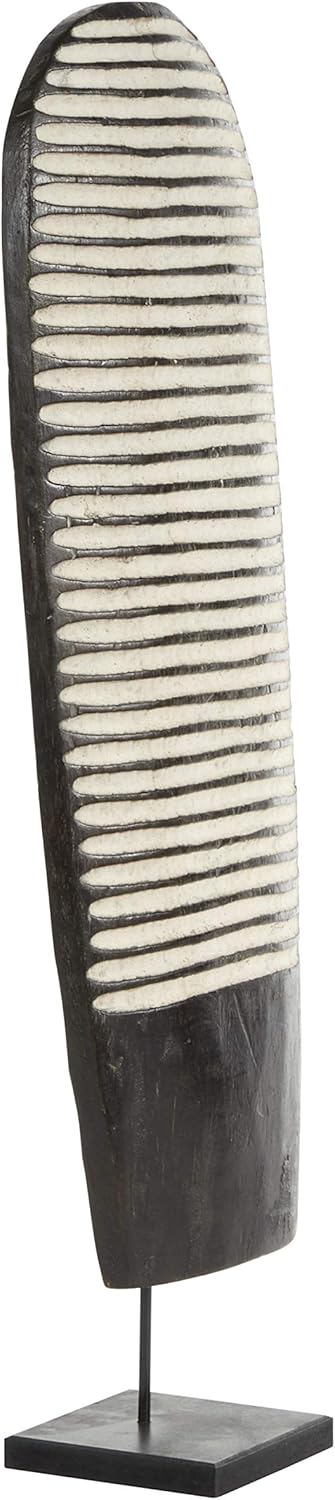 Hand-Carved Oval Wood Tikar Shield on Stand B2126