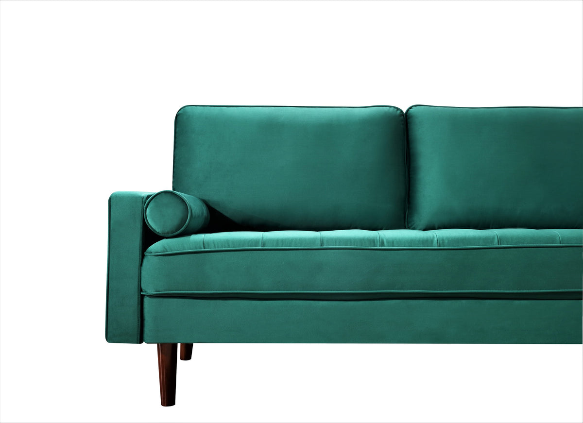 Green Velvet Square Arm Loveseat B100