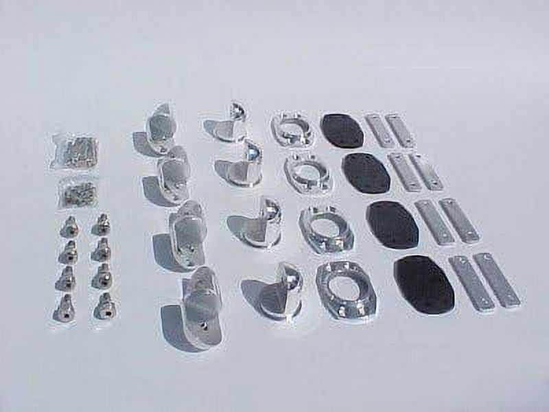 Polished Aluminum Stainless Steel Wakeboard Tower Mounting Feet Kit, 4 Complete Mounting Feet with Backing Plates and Rubber Pads M832