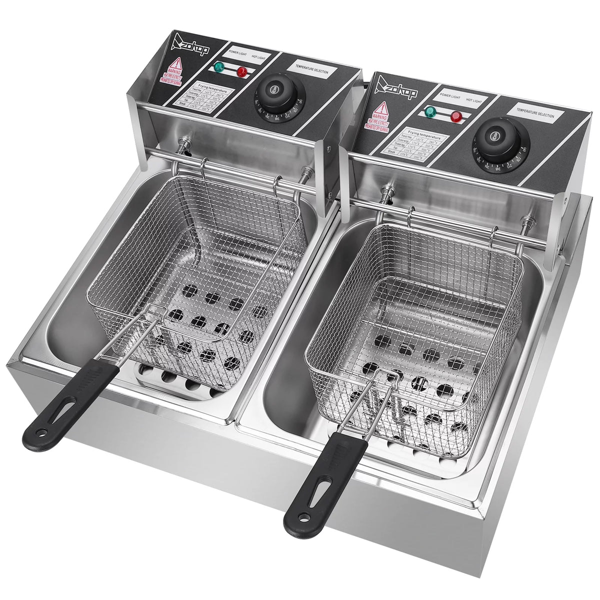 2500W Stainless Steel Electric Fryer Double Cylinder H4623