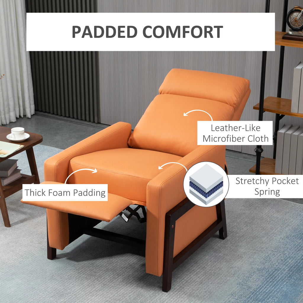 Orange Manual Recliner Chair with Footrest W5871