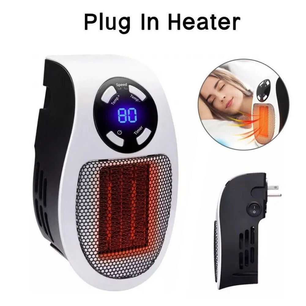 500W Portable Electric Space Heater with Adjustable Thermostat and Programmable Timer H665
