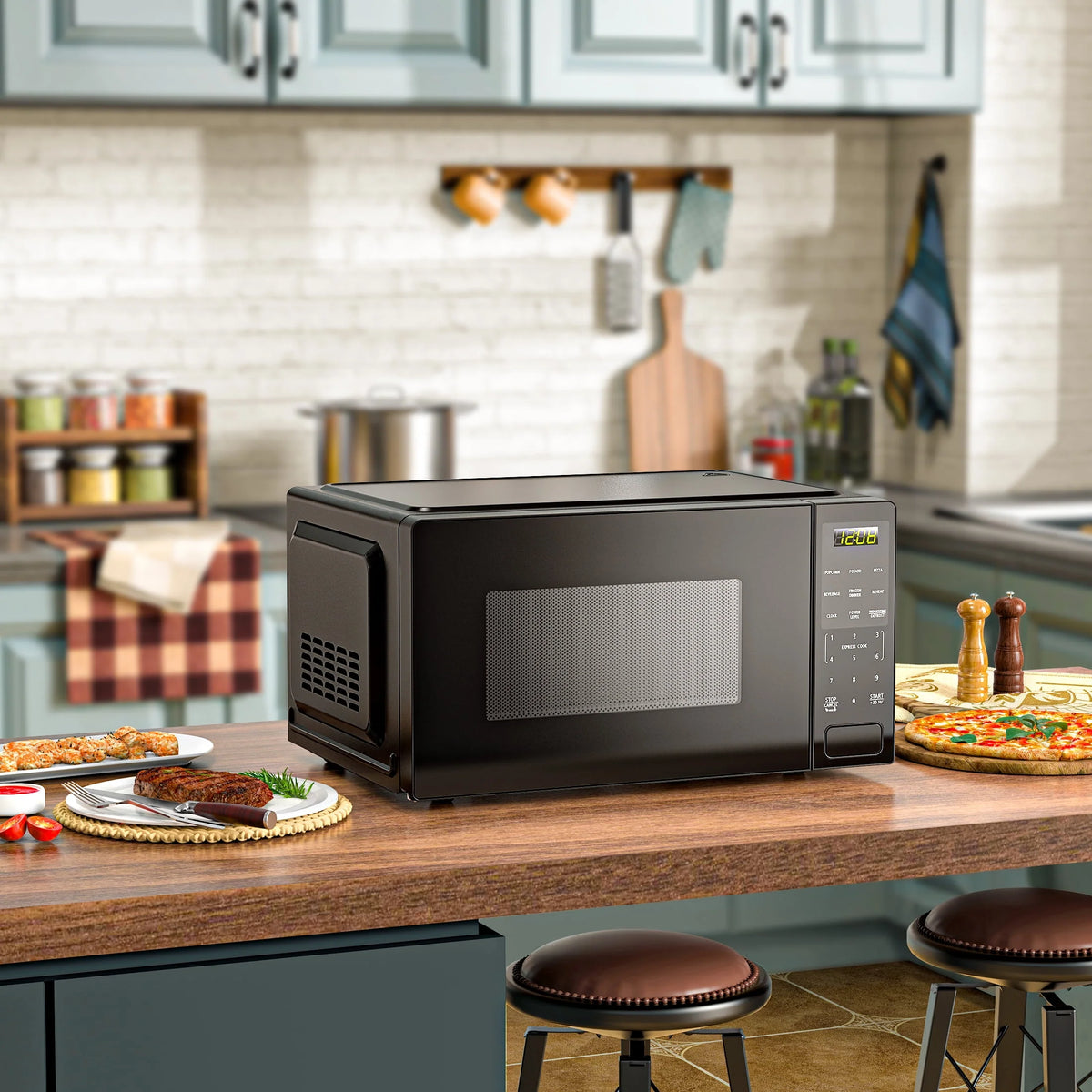 1.1 Cu ft 1000 Watts Black Countertop Microwave Oven G1877