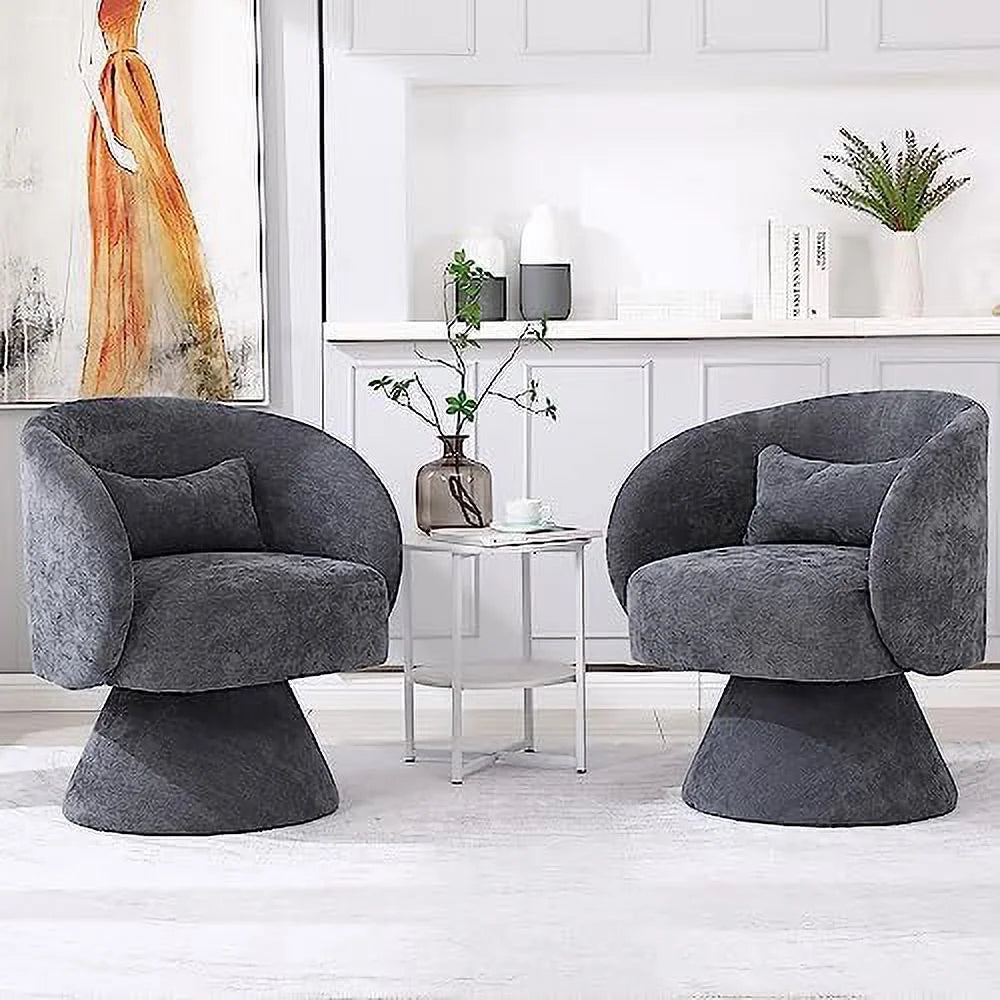 Linen Upholstered Swivel Accent Chair Set of 2 E445527