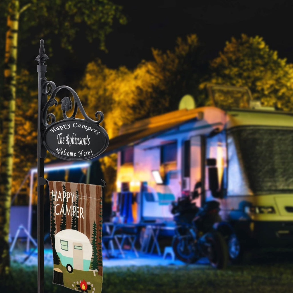 Double Sided Reflective Camping RV Park Sign with Flag I1944