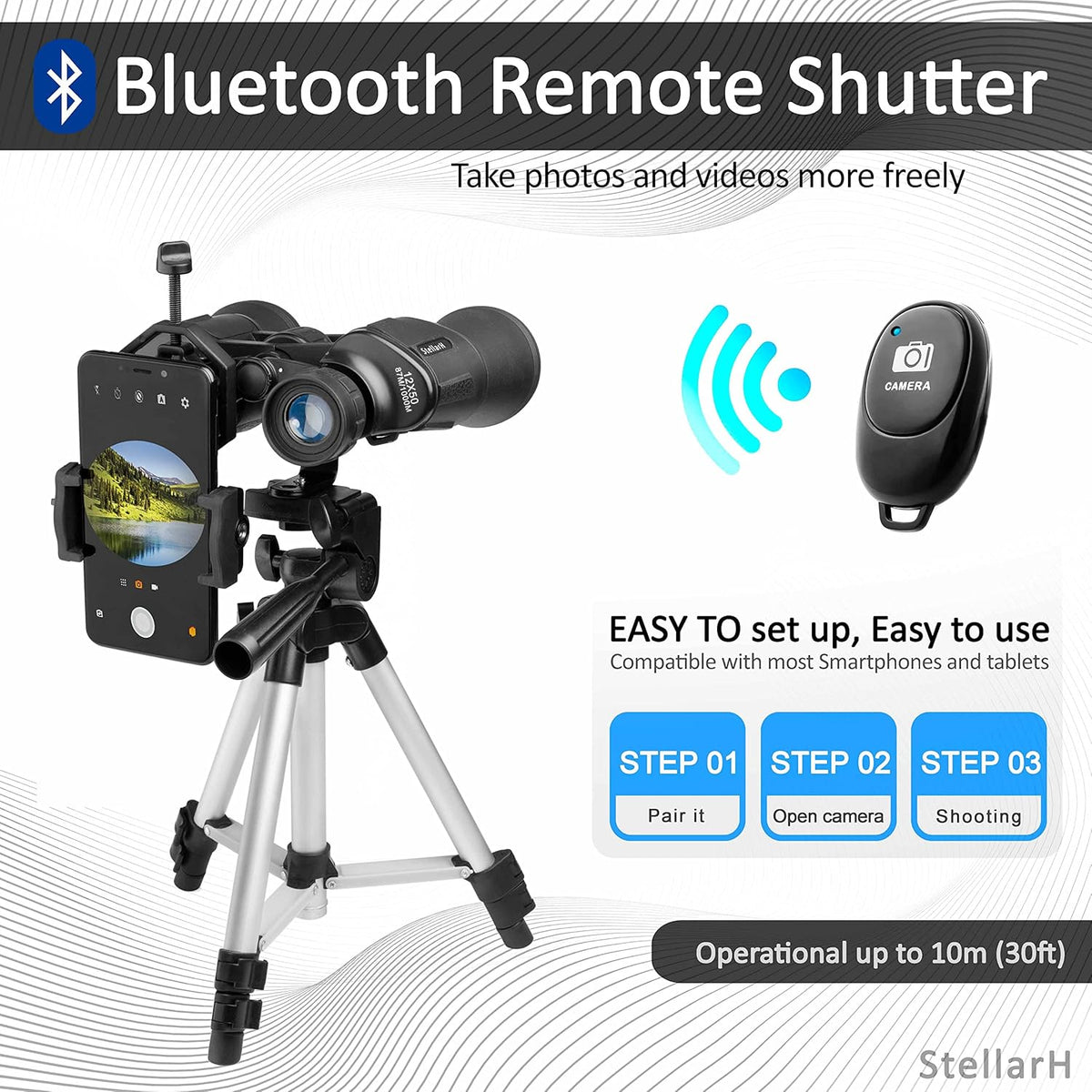 12x50 HD Full Size Binoculars with Photography Kit I449