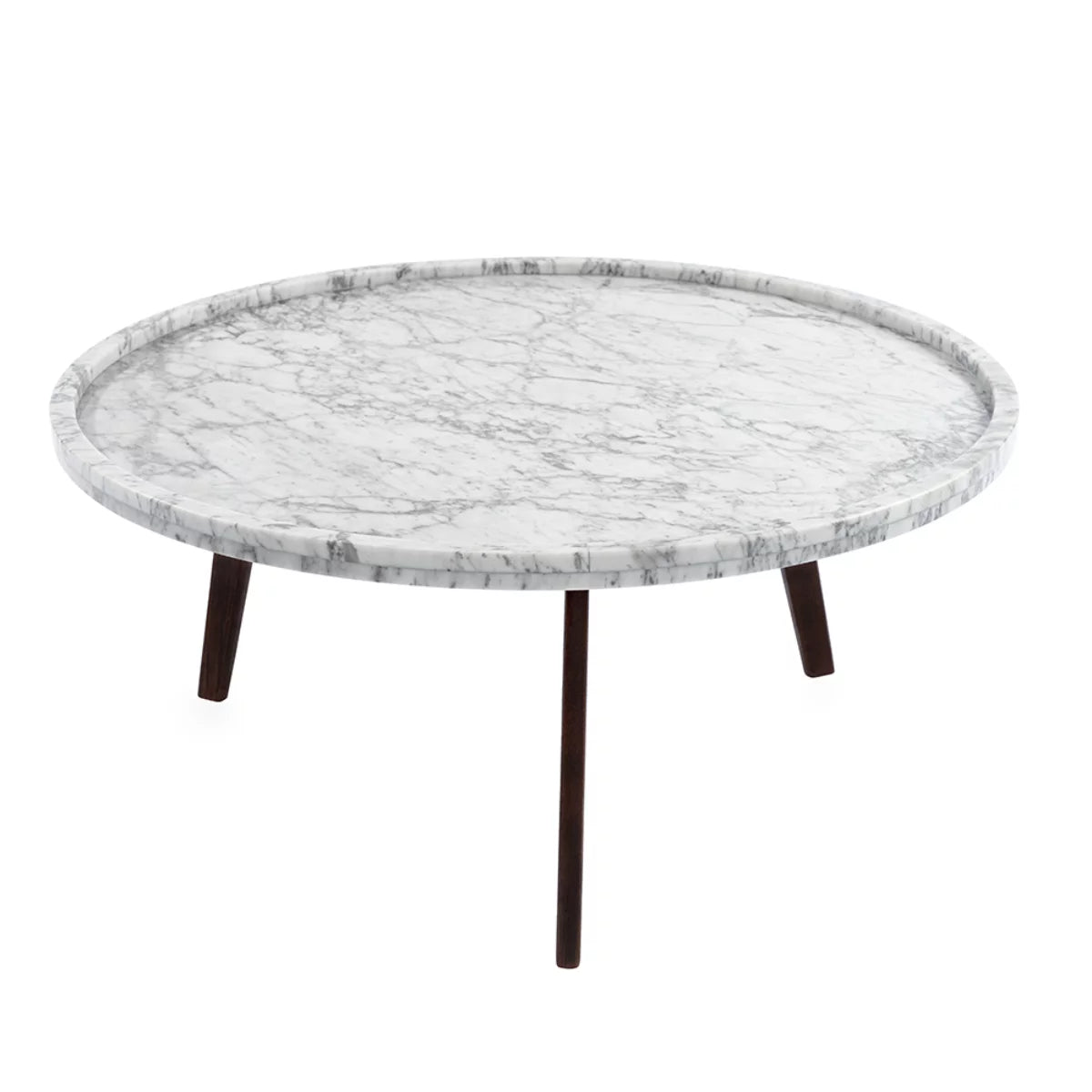 White and Brown Round Marble Coffee Table D48599