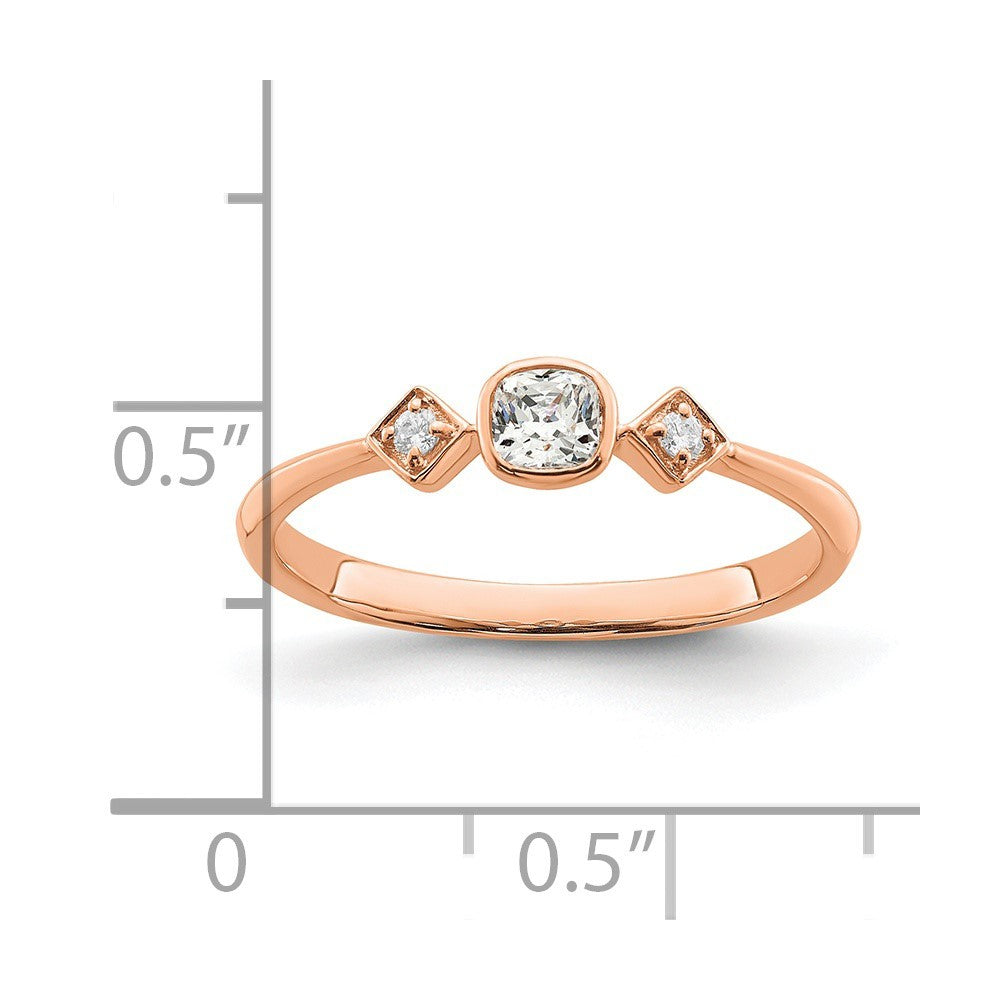 14k Rose Gold Petite Cushion Diamond Ring Size 7.00 L959