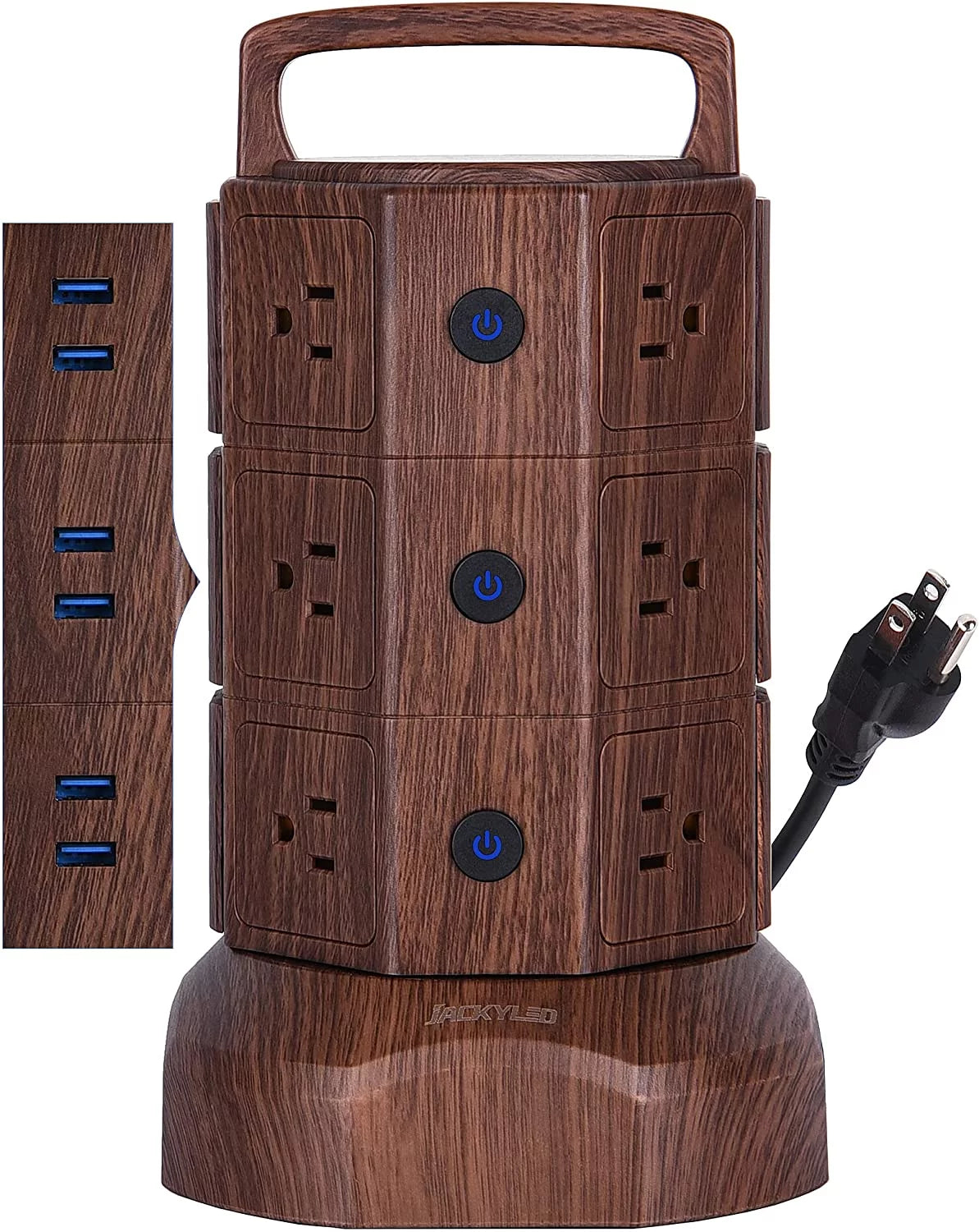 6 USB Ports 12 AC Outlets Power Strip Tower J6931
