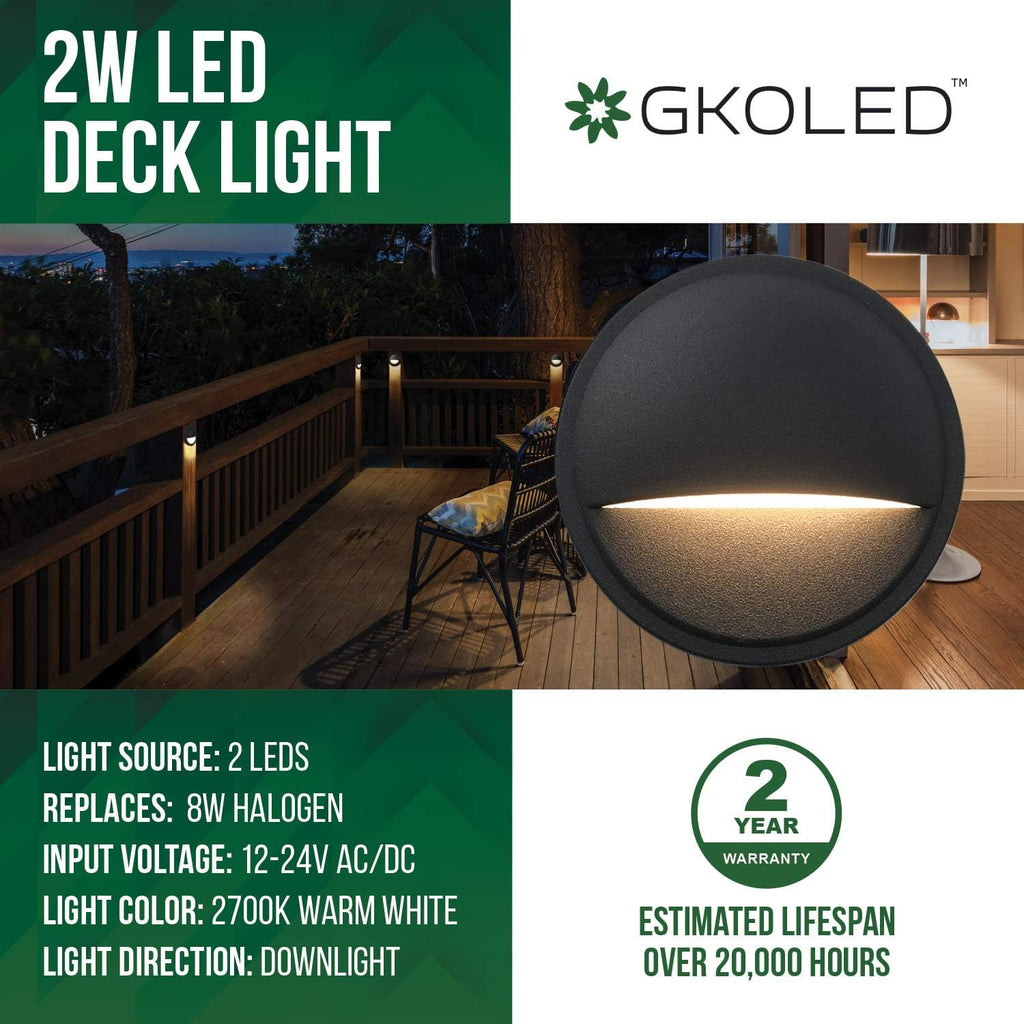 6-Pack Black Die-cast Aluminum LED Deck Lights A43493