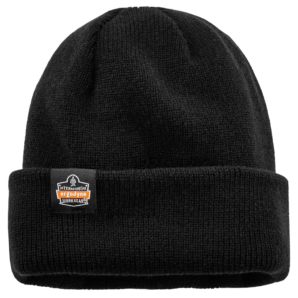Black Rib Knit Hat with Bump Cap Insert F723576