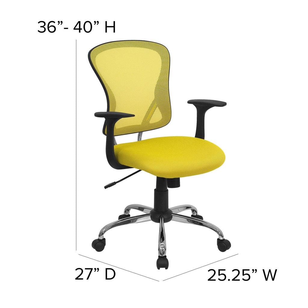 Yellow Mid-Back Mesh Swivel Task Chair with Chrome Base M1492