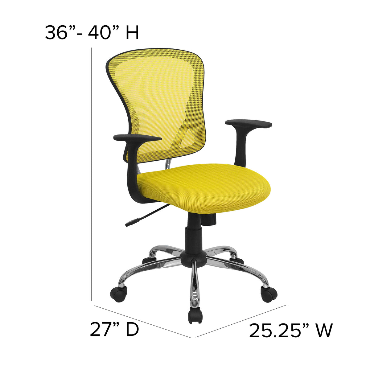 Yellow Mid-Back Mesh Swivel Task Chair with Chrome Base M1492