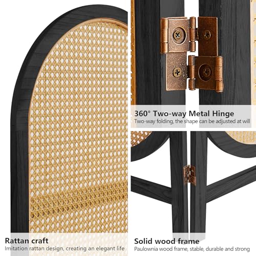 4 Panel Folding Rattan Room Divider X6437