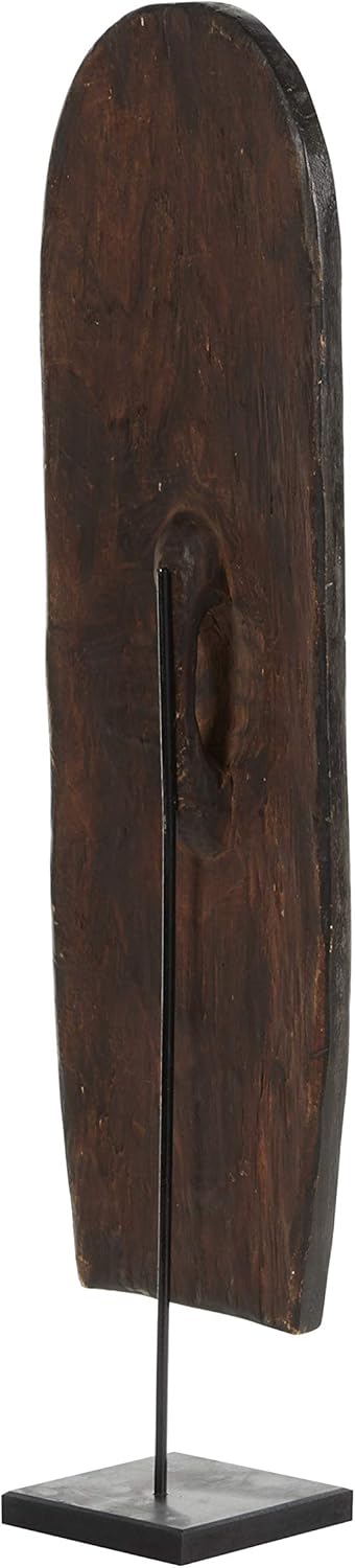 Hand-Carved Oval Wood Tikar Shield on Stand B2126