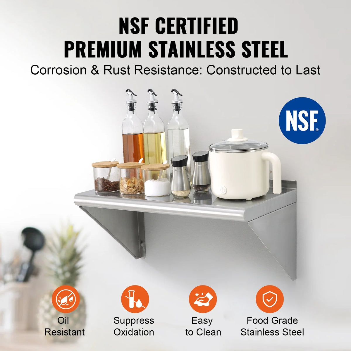 Stainless Steel 24" x 12" Wall Mounted Shelf D524