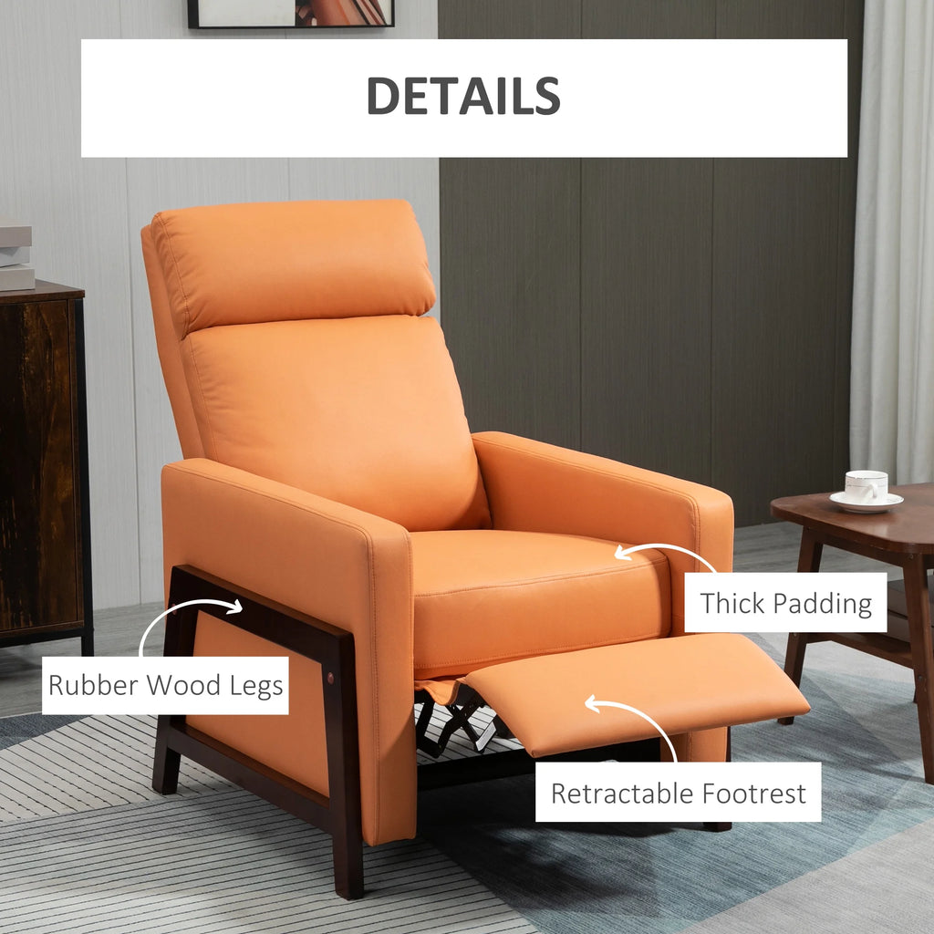 Orange Manual Recliner Chair with Footrest W5871