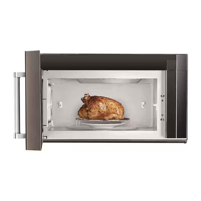 1800-Watt Over the Range Microwave with Air Fry in Black Stainless Steel F990073
