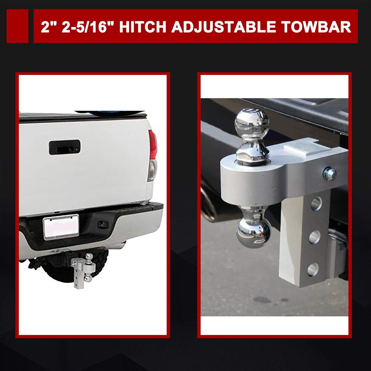 Adjustable Trailer Hitch Dual Ball Mount 5,000 LBS Capacity A572621