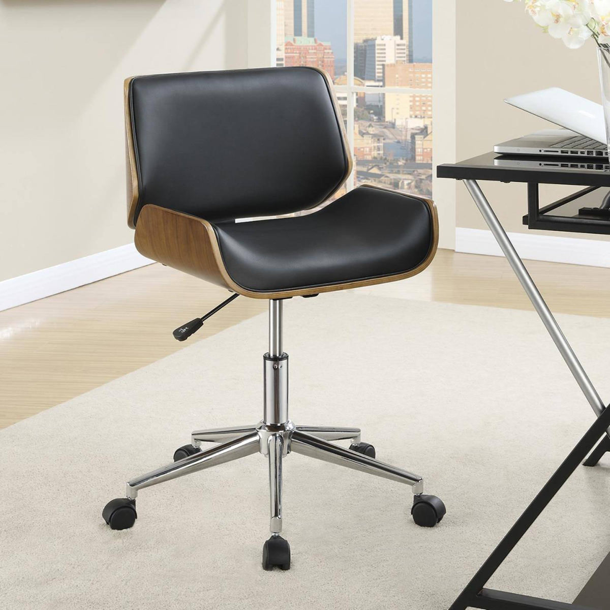 Black Faux Leather Office Chair B598