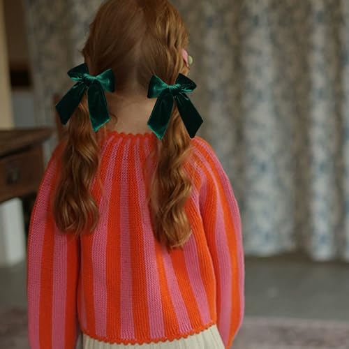 Red Velvet Ribbon Hair Bows 6PCS 3 Styles Y183