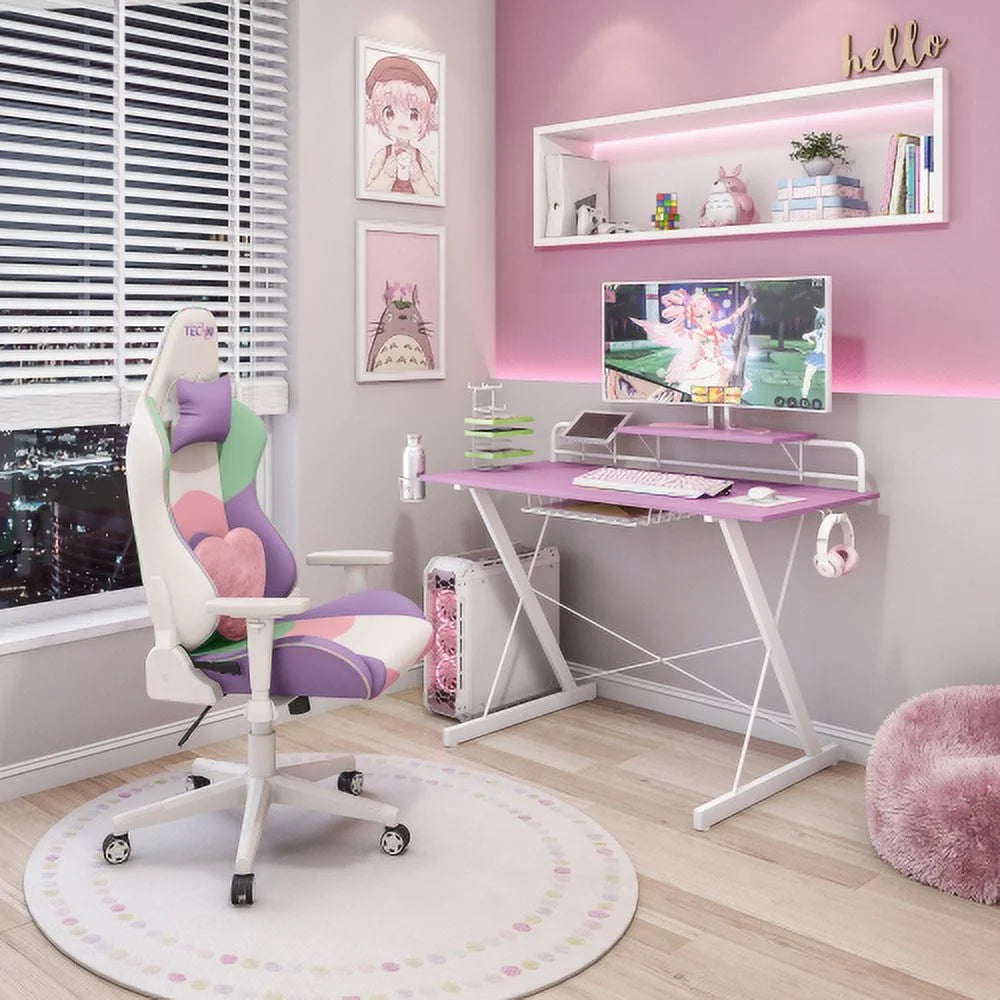 Carbon Computer Gaming Desk with Shelving E4640