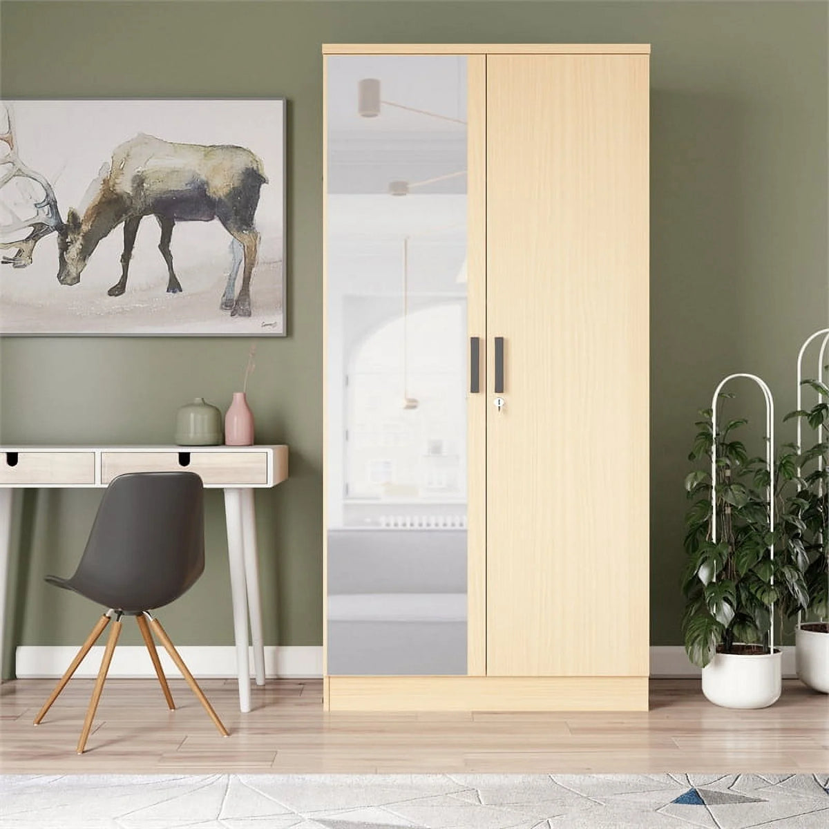 Two Door Armoire Wardrobe with Mirror G521