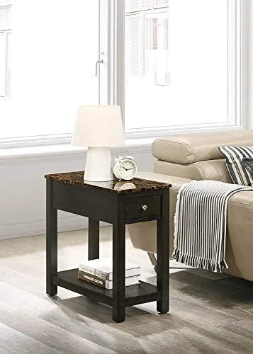 Faux Marble Top End Table with Drawer Y39277