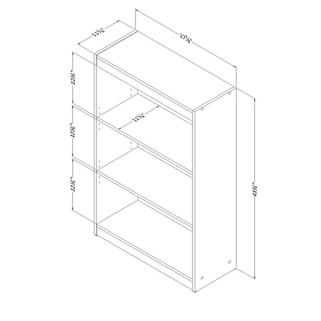 Small Desk with Drawers and 3-Shelf Bookcase Set in Pure White A661747