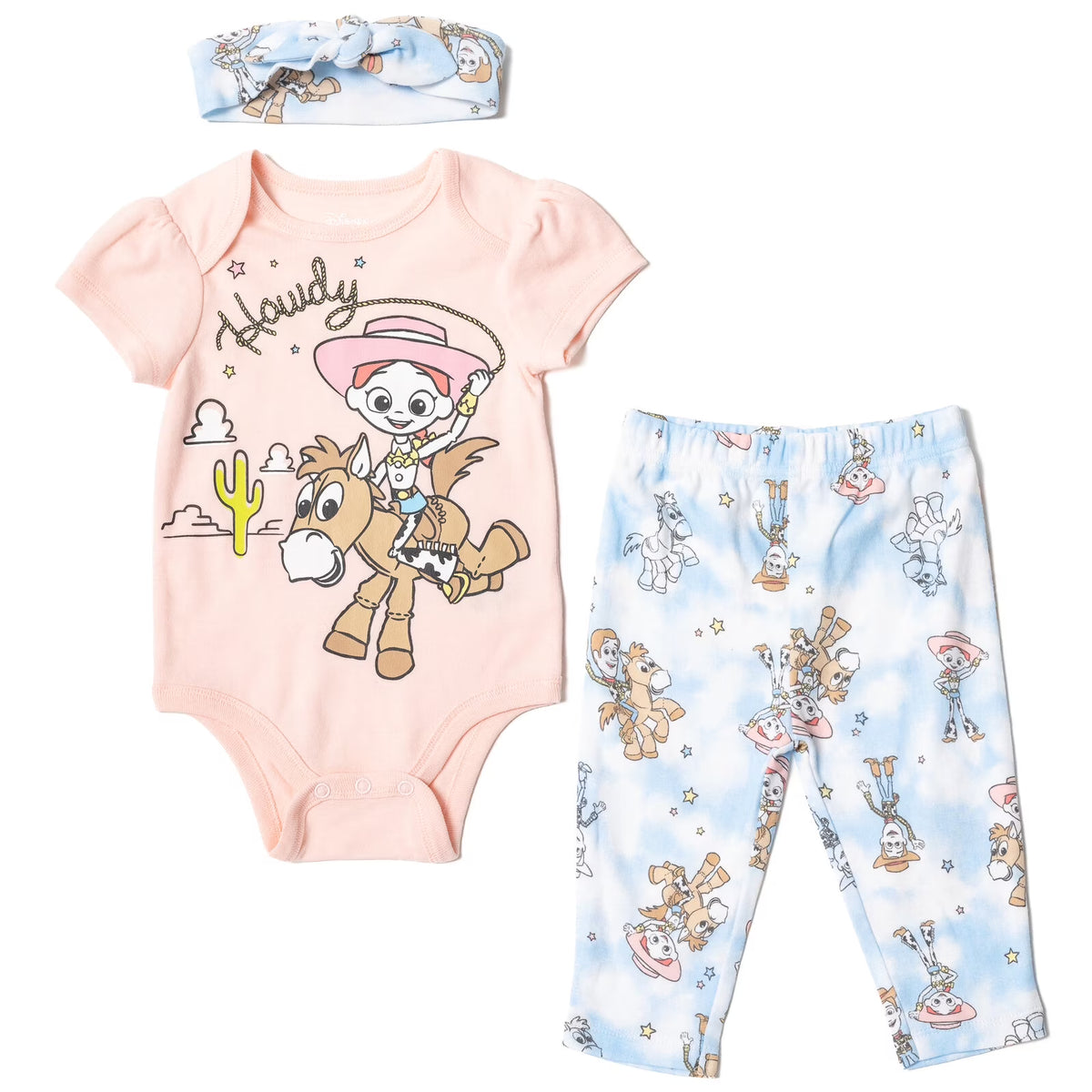 3 Piece Baby Girls Bodysuit Pants and Headband Outfit Set Y971449