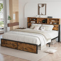 Full Bed Frame with Bookcase Headboard and Charging Station J42237