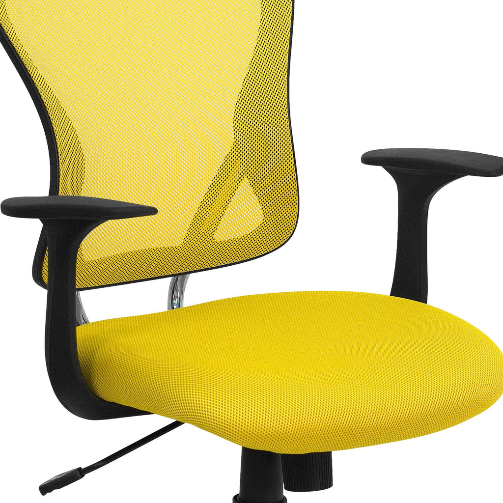 Yellow Mid-Back Mesh Swivel Task Chair with Chrome Base M1492