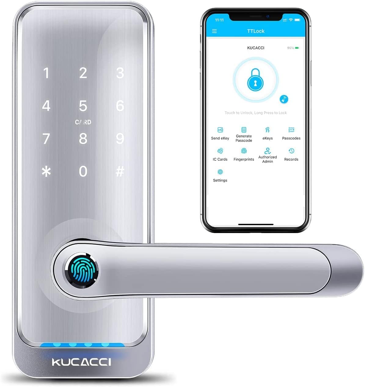 Smart Door Lock with Handle (Black) U9308